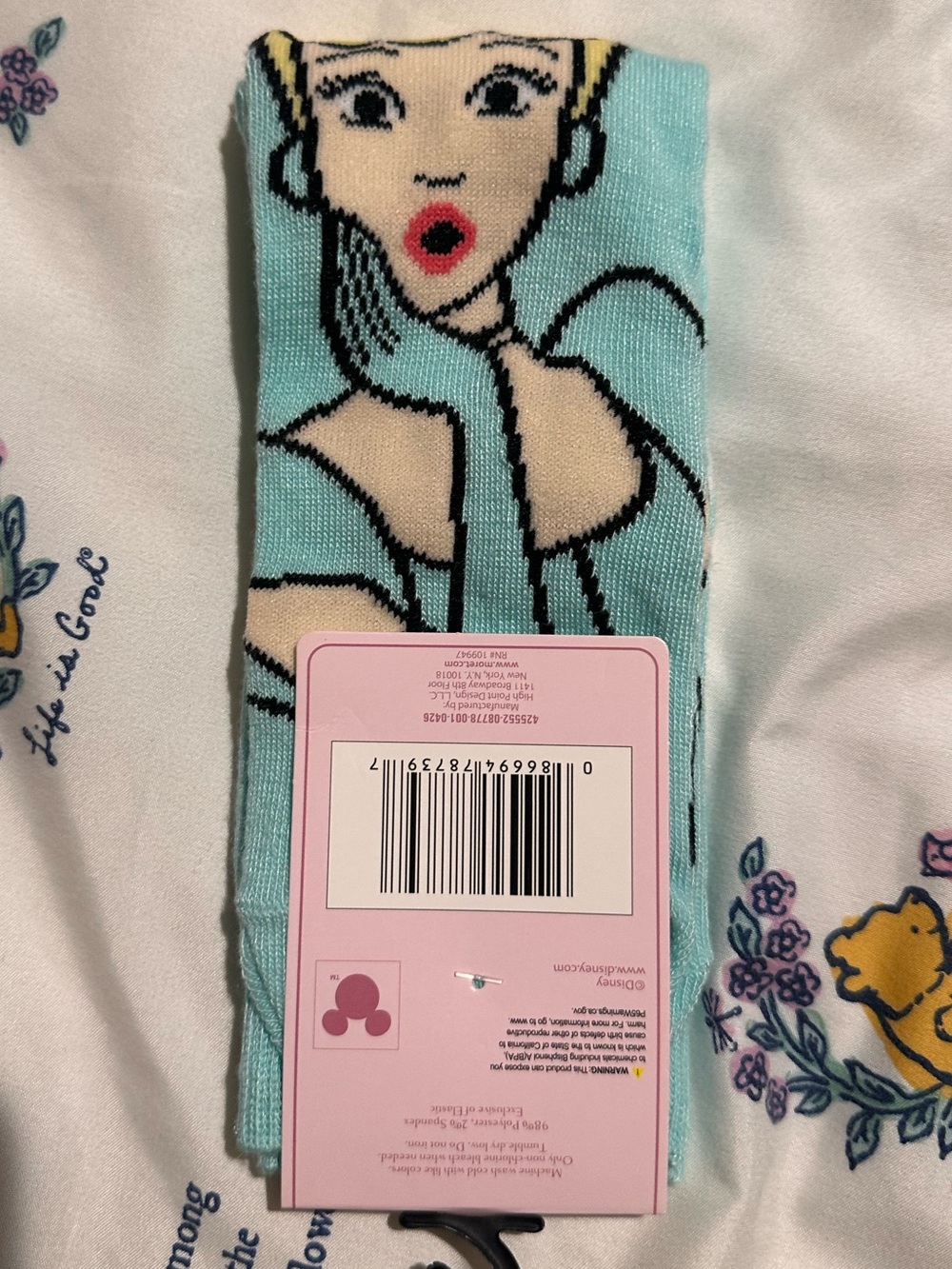 Disney Cinderella Crew Socks in Light Blue and Beige NEW